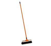 Black+Decker Escoba De Acero Largo 150 cm - Escoba Calle 45 cm Ancho - Cabeza De Madera con Pelos De Plástico 7 cm - Naranja