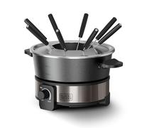Black+Decker - Fondue BXFC1000E 1000W | Termostato Regulable hasta 200°C | Capacidad 2L | Para Queso, Chocolate, Caldo y Aceite | 8 Pinchos | Olla Antiadherente sin PFOA | Apta Lavavajillas