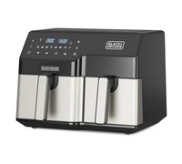 BLACK+DECKER - Freidora de Aire Doble 2500W | Capacidad Total 9L | 8 Programas Predefinidos | Pantalla Táctil Digital | Temperatura Ajustable 80-200ºC | Tecnología Double Cooking