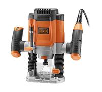 BLACK+DECKER Fresadora eléctrica 1200W, velocidad variable 8.000-28.000 rpm, profundidad de corte 55mm, bloqueo de eje, accesorios incluidos, KW1200E-QS
