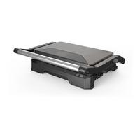 BLACK+DECKER - Grill BXGR1001E | 1000W | Apertura 180º | Placas 23x14,5 cm | Doble antiadherente PFOA free | Tapa basculante | Recoge grasas | Indicadores luminosos | Asa frío | Bloqueo de placas