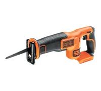 Black+Decker Li-Ion Akku-Säbelsäge (18V, 22 mm Hublänge, max. 110 mm Schnitttiefe, flexibler Sägeschuh, ergonomische Griffgummierung, ohne Akku und Ladegerät) BDCR18N, Sierra de sable naranja/Negro, 2