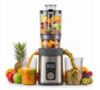 Black+Decker - Licuadora Frutas y Verduras | Boca 110mm | Prensado en Frío | Sin Oxidación | Zumo 800ml / Pulpa 600ml | Función Reverse | Filtro apto Lavavajillas | Antideslizante
