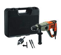 BLACK+DECKER Martillo SDS-Plus 800W, Combinados 3 Modos, 2.2J Energía Impacto, Velocidad variable 0-1200rpm, Incluye adaptador para brocas 1,5-13mm, empuñadura lateral y maletín, BEHS02K