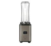 BLACK+DECKER - Mini batidora portátil BXJBA350E | 350W | Smoothies y batidos | 2 botellas de 600 ml sin BPA | Tapa hermética | 4 cuchillas de acero inox | Ligera | Acabado negro e inox anti-huellas