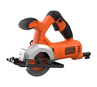 BLACK+DECKER Mini sierra circular con cable 400W, 85mm, 3600 RPM, profundidad de corte 27mm, incluye 2 discos (TCT 24T y HSS 44T), adaptador para aspirador, guía de corte paralela, BES510