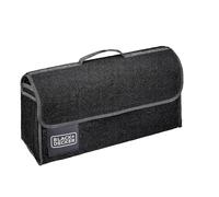 BLACK+DECKER Organizador Maletero Coche - Organizador Coche 55 x 15 x 23 CM - Caja Plegable con 1 Compartimento Grande y 2 Bolsillos Deslizantes - Accesorios Coche y Compras - Con Velcro - Negro