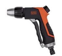 BLACK+DECKER Pistola pulverizadora para manguera de jardín - Flujo de agua ajustable - Plástico ABS y caucho termoplástico - Negro/Naranja