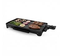 BLACK+DECKER - Plancha y Grill de Mesa BXGB2200E | 2200W | 49x27cm | Antiadherente y Libre PFOA | Temperatura Regulable | Asas Frías | Bandeja Recogegrasas | 4-6 Personas | Parrilla | Antideslizante