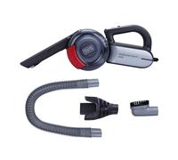 Black+Decker PV1200AV-XJ - Aspirador de Coche con Cabezal Pivotante 12 V, 350 ml, Adaptador para Mechero, Gris/ Rojo/ Transparente