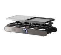 Black+Decker - Raclette| 8 Comensales| Placas 21x21 cm| Tempeatura Regulable| 1400W| Plancha Reversible y Antiadherente| Piedra Natural| Accesorios incluidos| Libre PFOA