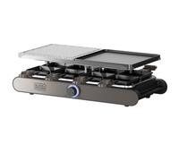 Black+Decker - Raclette| 8 Comensales| Placas 21x21 cm| Tempeatura Regulable| 1400W| Plancha Reversible y Antiadherente| Piedra Natural| Accesorios incluidos| Libre PFOA