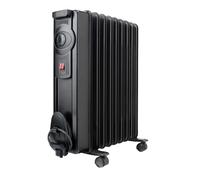 Black+Decker - Radiador de Acite BXRA1500E de 1500W y 9 elementos de 140mm. Termostato ajustable y dos potencias. Función de seguridad ante sobrecalentamiento, ruedas y guardacables. Negro.