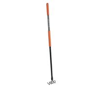BLACK+DECKER Rastrillo de jardín con 4 Puntas, 148 x 12 x 10 cm, Acero al Carbono, Fibra de Vidrio y PVC, Naranja/Negro