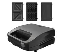 BLACK+DECKER - Sandwichera 3 en 1 | 750W | Placas Intercambiables: Sandwich, Grill y Gofres | Antiadherente | Easy Eject | Calentamiento rápido | Asa Fría | Enrollacables | Sin BPA | LED Luminoso