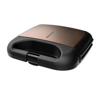 BLACK+DECKER Sandwichera BXSA753, 750W, para 2 sandwiches con forma cuadrada, sellado total del sandwich, placas antiadherentes, luz de temperatura idónea, compacta y fácil de guardar