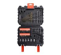 BLACK+DECKER Set de 50 Piezas para Atornillar y Taladrar: Brocas para Metal, Mampostería y Madera, Puntas de Atornillar, Llaves de Vaso, Adaptadores, Maletín Incluido,A7188-XJ