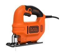 BLACK+DECKER Sierra de calar 400W, 3000 rpm, corte a bisel 0-45°, soplador de polvo, corte máximo en madera 65mm, acero 5mm, empuñadura antideslizante, incluye cuchilla, KS501-QS