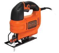 BLACK+DECKER Sierra de calar 520W, velocidad variable 0-3000 cpm, corte a bisel 0-45º, cambio de hoja sin herramientas, incluye hoja para madera, KS701E-QS