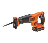 BLACK+DECKER Sierra de sable 18V, batería de litio 2,5Ah, 1 hoja de 140 mm, cambio de cuchillas sin herramientas, empuñadura antideslizante, incluye 1 batería de 2.5Ah, BDCR18E1