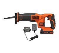 BLACK+DECKER Sierra de Sable 18V, longitud 22mm, velocidad 0-3000 RPM, Cambio de Hoja sin Herramientas, Empuñadura Antideslizante, Incluye Batería 4.0Ah, Cargador y Hoja de Sierra, BDCR18