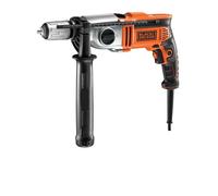 BLACK+DECKER Taladro percutor 1100W, 2 velocidades mecánicas, acción de percusión, sistema reversible, tope de profundidad, empuñadura antideslizante, incluye maletín y accesorios, KR1102K-QS