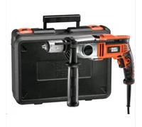 BLACK+DECKER Taladro percutor 1100W, 2 velocidades mecánicas, acción de percusión, sistema reversible, tope de profundidad, empuñadura antideslizante, incluye maletín y accesorios, KR1102K-QS