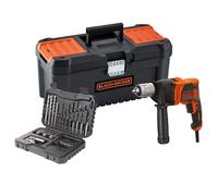 BLACK+DECKER Taladro percutor 850W con 32 accesorios, velocidad variable, portabrocas sin llave, función de impacto, BEH850KA32-QS