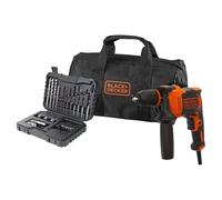 BLACK+DECKER Taladro percutor con cable 710W, acción percutora de alto rendimiento, velocidad variable, incluye 32 accesorios en bolsa blanda, BEH710SA32-QS