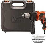 BLACK+DECKER Taladro percutor de 1 marcha 850W, velocidad variable, bloqueo del eje, compacto y ligero, incluye 6 brocas y caja de herramientas, BEH850K-QS