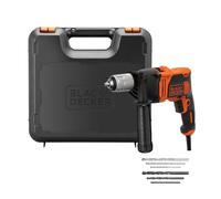 BLACK+DECKER Taladro percutor de 1 marcha 850W, velocidad variable, bloqueo del eje, compacto y ligero, incluye 6 brocas y caja de herramientas, BEH850K-QS