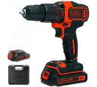 BLACK+DECKER Taladro percutor inalámbrico 18V con 2 marchas + 2 baterías BDCHD18KB