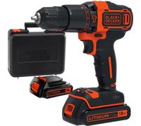 BLACK+DECKER Taladro percutor inalámbrico 18V con 2 marchas y 2 baterías BDCHD18K1B2
