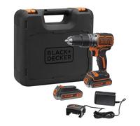 BLACK+DECKER Taladro percutor inalámbrico de 18V con 2 baterías de 2,5Ah, velocidad variable, 2 engranajes, 52Nm de par, POWERCONNECT, BL188E2K-QW