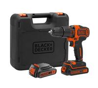 BLACK+DECKER Taladro percutor sin cable 18V, 2 baterías 1,5Ah, cargador 400mA, Kitbox, BDCHD18KB-QW