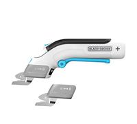 BLACK+DECKER Tijeras 3,6v, Gatillo extralargo, Luz LED, Diseño ergonómico, Batería 1,5Ah, Carga USB, Incluye 2 cuchillas de corte, Multicolor, BCSC115-XJ