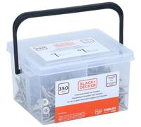 BLACK+DECKER Tornillos para aglomerado, juego de tornillos de 350 piezas, 3,5 x 35, 4 x 30, 4,5 x 40, 5 x 50 mm, acero inoxidable, color plateado