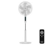 Black+Decker - Ventilador de Pie BXEFP30E | 30W | 24 Velocidades | Modo Normal, Natural y Noche | Temporizador 15h | Silencioso | Oscilación Automática | Altura Ajustable 118-138cm | Pantalla LED