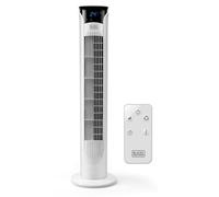BLACK+DECKER - Ventilador de Torre Digital 81 cm | 3 Velocidades | 3 Modos | Oscilante y Silencioso | Temporizador 12h | Indicador Temperatura | Mando a Distancia | Digital | Blanco