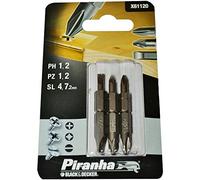 Black+Decker X61120-XJ - Conjunto de 6 puntas de 25mm. Pozidriv: PZ1 y PZ2. Phillips: PH1 y PH2. Planas: 4.0 y 7.2mm.