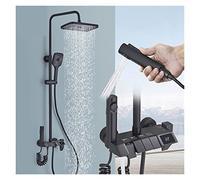Black Digital Shower System, Smart Brass Faucet, Rainfall Showerhead with Cold & Hot Water, Modern Piano Design, Ele Bathroom Fixture, White Digital Display