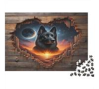 Black Dog Fantasy Art 100% Recycled Cardboard German Shepherd in Heart 1000Pc Adult Jigsaws Adults and Children Beautiful Decoration 52x38cm/1000pcs
