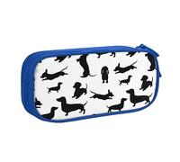 Black Dogs - Estuche para lápices de perro salchicha con cremallera, estuche azul de gran capacidad para escuela, oficina y viajes, Blue, Talla única, Organizador de bolsas
