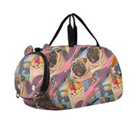 Black Dots - Bolsa de lona para niñas, bolsa de viaje para fin de semana, baile nocturno, bolsa de lona para niños, Lindo perro pug, Classic