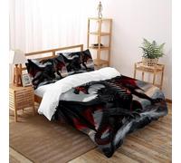 Black dragón Volador Edredón De Fibra De Doble Capa tótem Animal Poliéster Chaqueta De Edredón De Microfibra Impresión 3D Juego De Ropa De Cama De 3 Piezas Double(200x200cm)