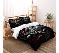 Black dragón Volador Edredón De Fibra De Doble Capa tótem Hipoalergias Chaqueta De Edredón De Microfibra Impresión 3D Juego De 3 Piezas En La Cama Double(200x200cm)