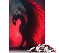 Black Dragon with Red Wings Rompecabezas Imposible, desafío Para Adultos Juego Educativo 1000 piezas Obra De Arte De Juego De Para Adultos, Regalos de 14 Años 1000 unidades (75 x 50 cm)