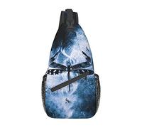 Black Dragonfly Lavender On Wood Sling Bag, Mochila de Hombro Paquete de Pecho Causal Crossbody Daypack para Mujeres Hombres Senderismo Viajes