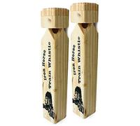 Black Duck Brand Juego de 2 silbatos de tren de madera de caballo de hierro, mide 7 pulgadas de alto, ideal para entusiastas del tren jóvenes y viejos, sonido realista