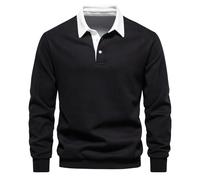 (Black, EUR XXL 100-105kg) Men's Clothing 2025 New Autumn Classic Design Polo Neck Sweatshirts for Men Casual and Social Wear Quality Cotton